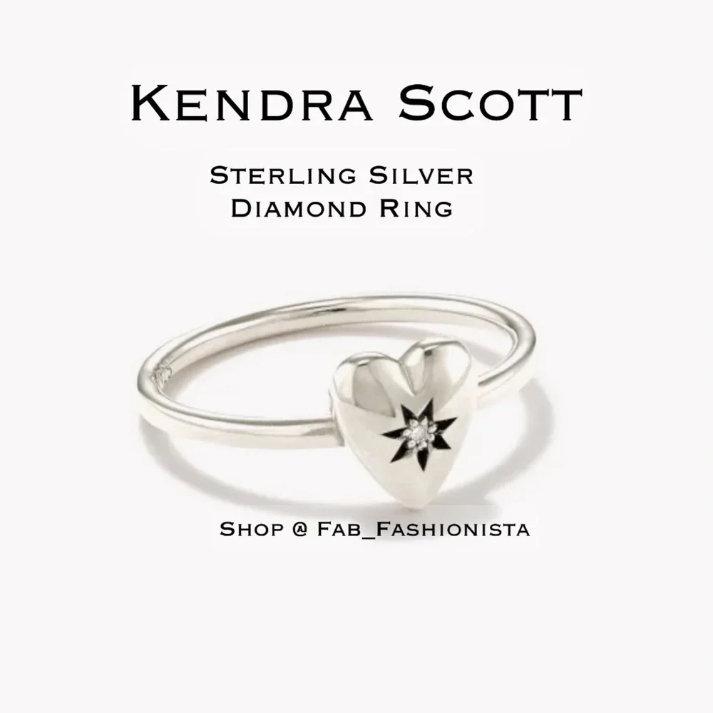 Kendra Scott Sterling Silver Diamond Heart Ring